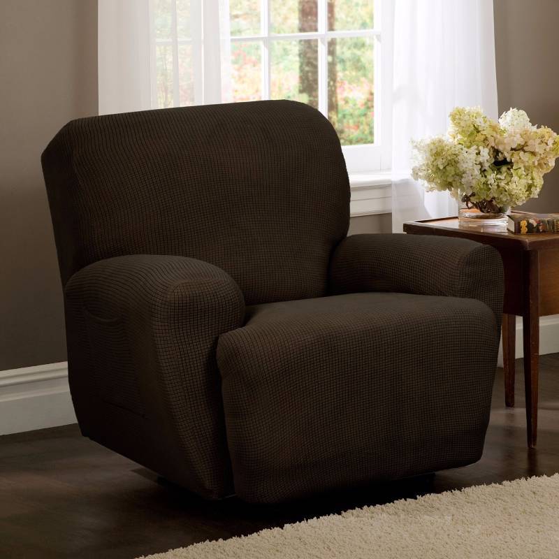 Lot of 3 Recliner  Couch Covers - Stretch Reeves Recliner Slipcover Chocolate Recliner Cover &amp Simple Stretch Cover Twill Chair Gray &amp Non-Skid Microfiber Pet Love Seat  Sofa  Couch Cover Gray