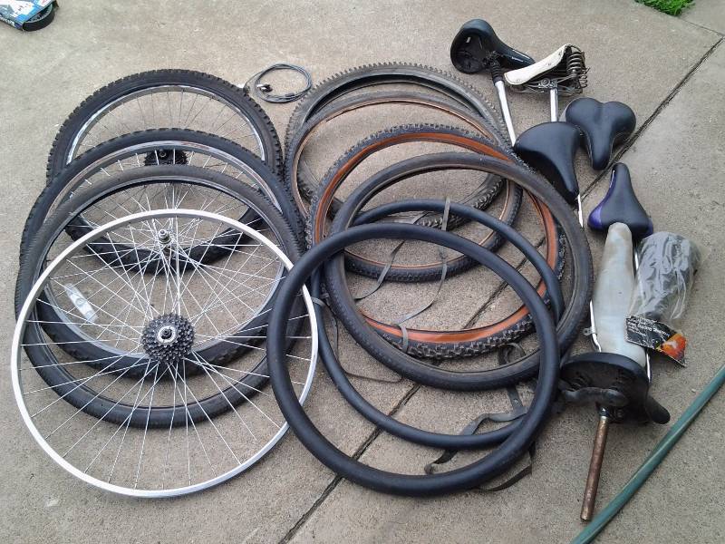 lot 62 image: Large Lot Of Bicycle Related Tires, Tubes, Seats, Locks