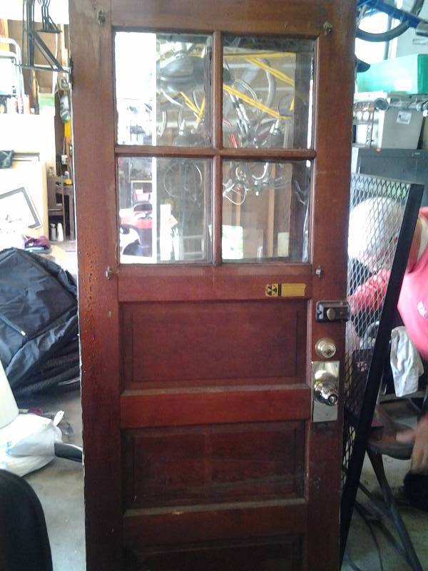 lot 79 image: Old Door With Hardware & Window 30x80