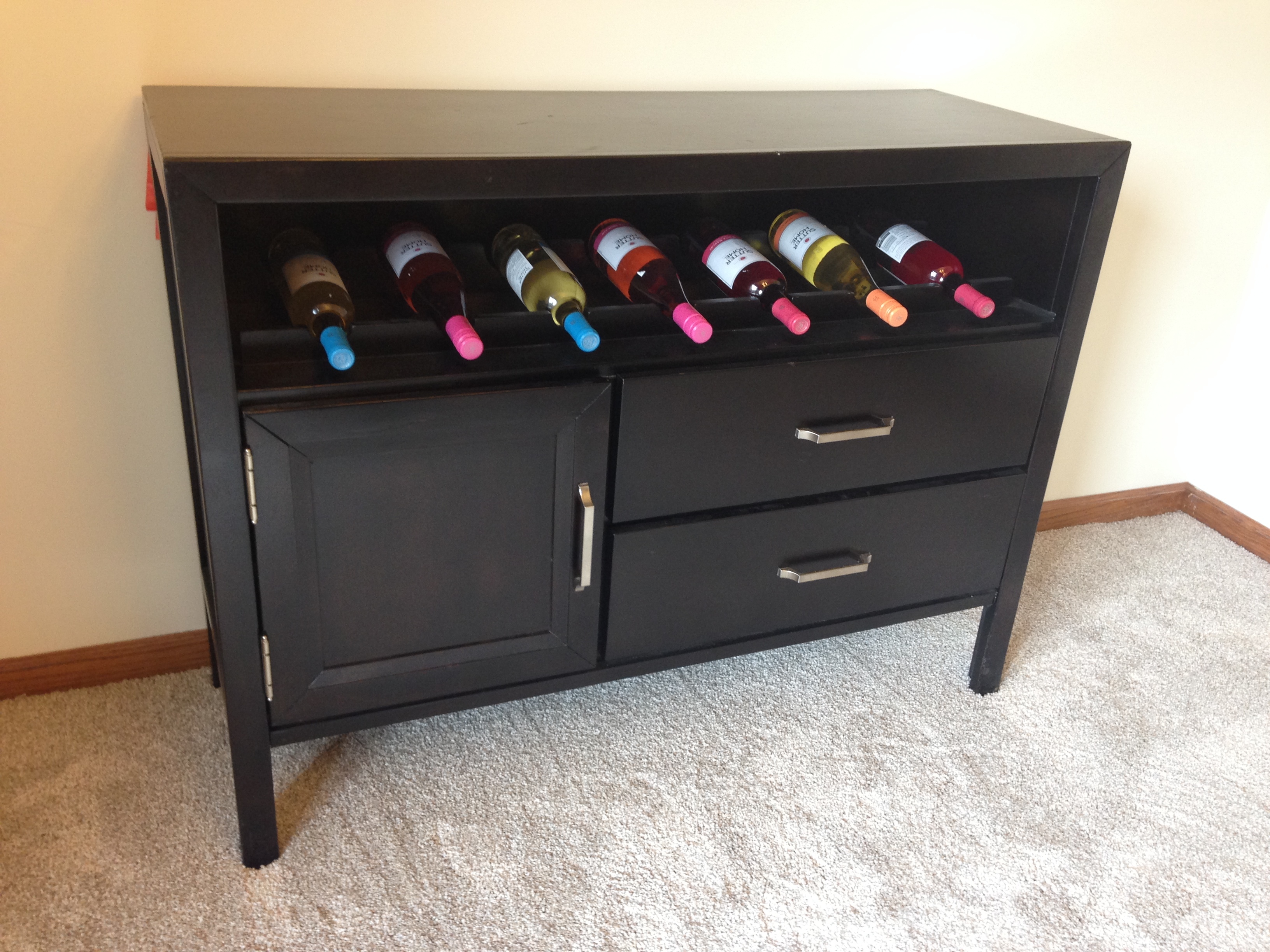 lot 3 image: Ashley Trishelle Wine Rack Server Buffet Storage