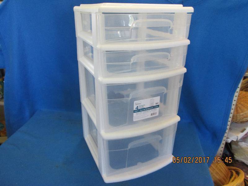 lot 4 image: 4 drawer organizer on casters. Open...