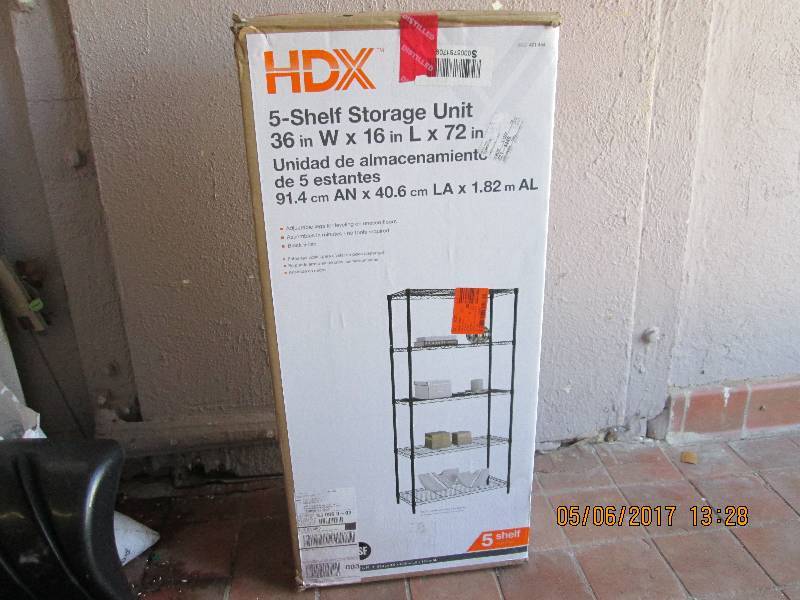 lot 57 image: HDX 5-shelf storage unit. 36x16x72...
