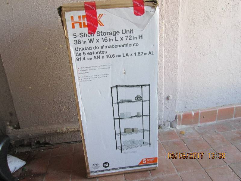 lot 58 image: HDX 5-shelf storage unit. 36x16x72...