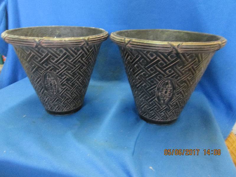 lot 61 image: Pair of Peba Caststone planter pots...