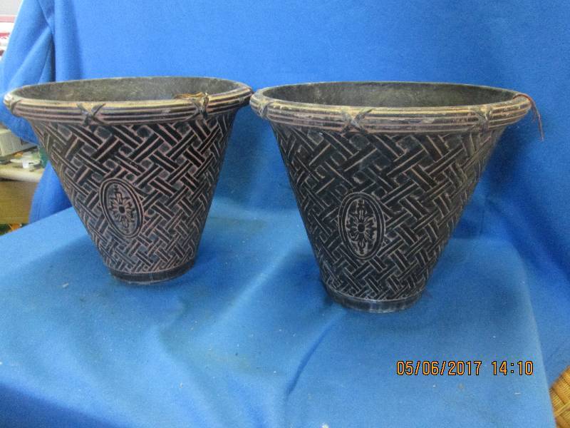 lot 62 image: Pair of Peba Caststone planter pots...