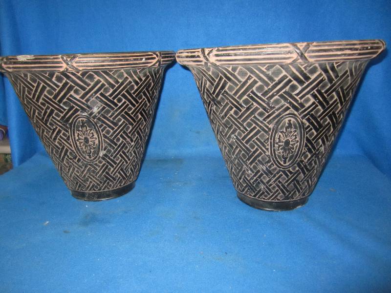lot 63 image: Pair of Peba Caststone planter pots...