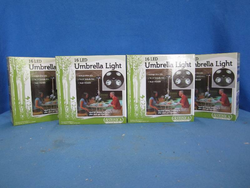 lot 72 image: Lot of 4 16-LED umbrella lights. Fi...