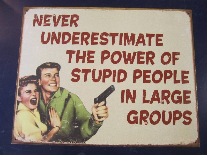 lot 100 image: Metal sign. Never underestimate the...