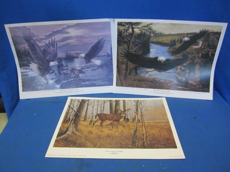 lot 109 image: Lot of 3 wildlife prints. Deer and ...
