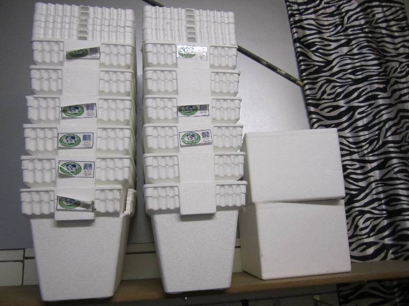 lot 144 image: Lot of 14 foam coolers with lids. T...