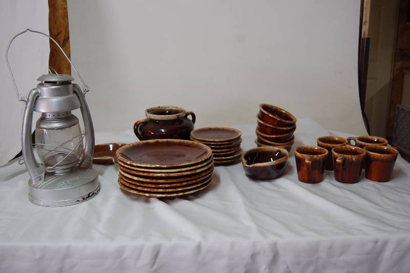 lot 36 image: Dishes and Oil Lantern