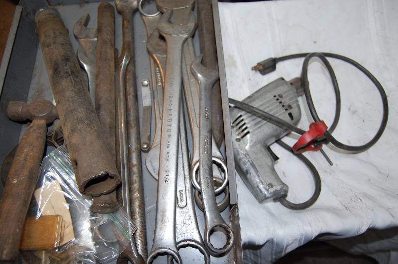 lot 334 image: Large Wrenches, Power Drill and More