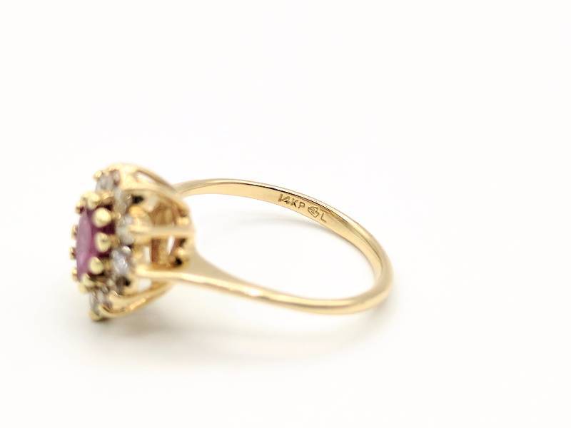 .47 CT Pear Shape Natural Ruby Gemstone, 14kt Diamond Accent Ring Size 3.5