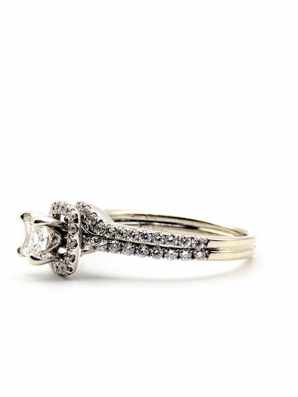 .70 CTW White Gold Wedding Set, .33 CT Princess Center Diamond Size 5.75