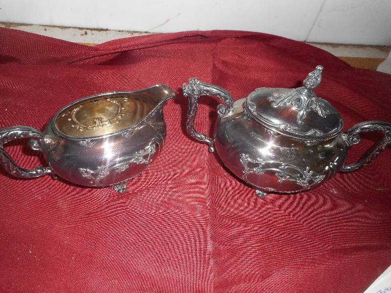 SILVER PLATED SUGAR AND CREAMER