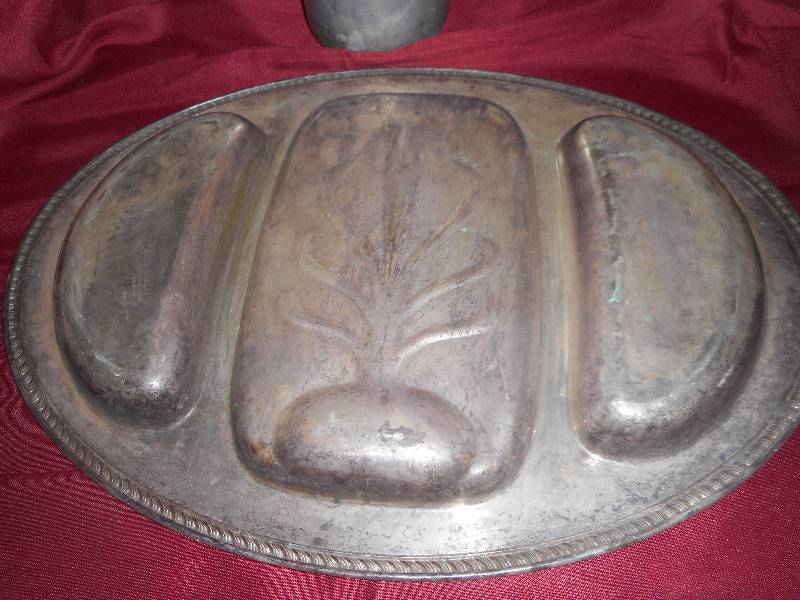 SILVER SERVING TRAY AND COFFEE POT