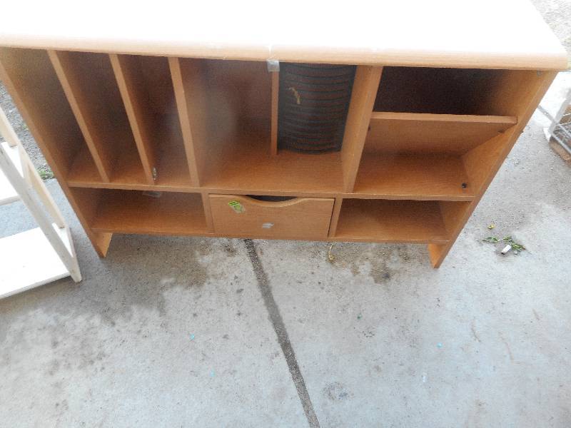 VINTAGE SHELF 24 T X 23 W  WOOD DESK SHELF 25T X 37 L