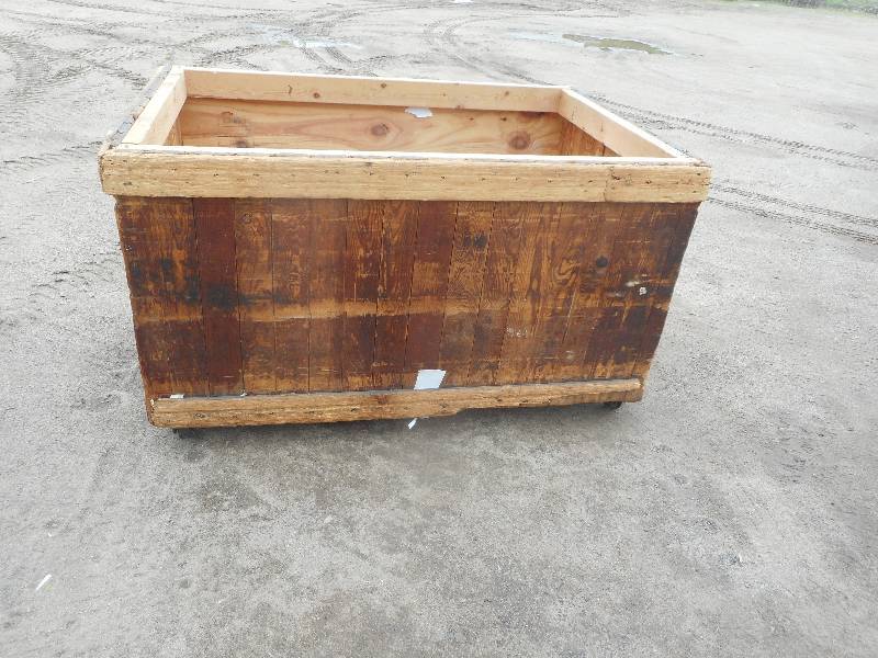 WOODEN CRATE ON WHEELS