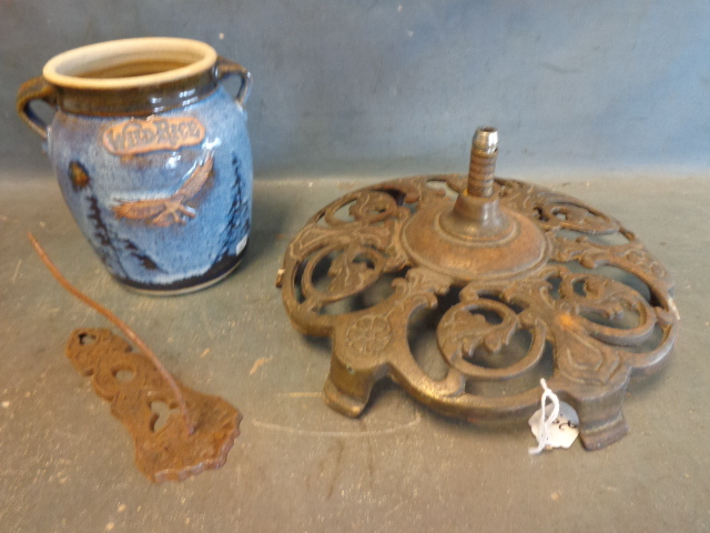 Antique Lamp Base and pottery container