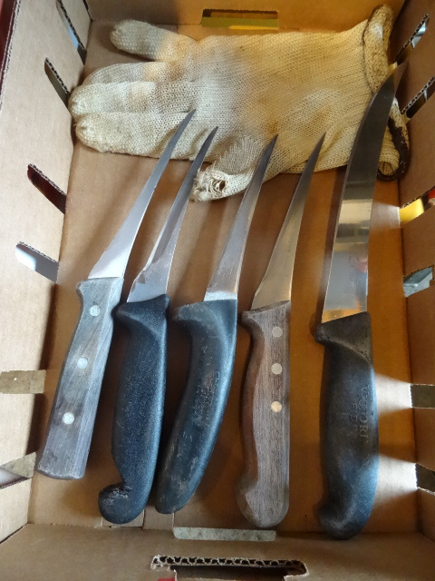 lot 7 image: 5 skinning  boning knives...