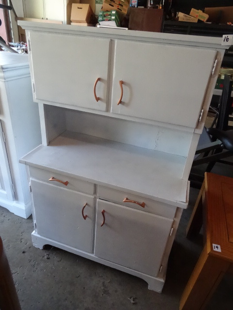 lot 16 image: Vintage wood cabinet. 2 doors on to...