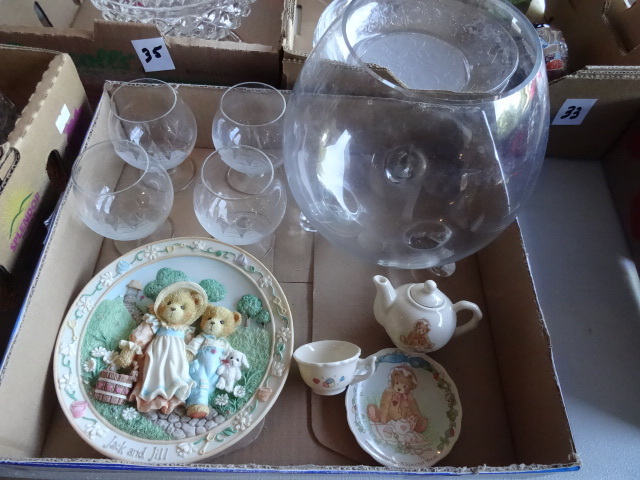 lot 34 image: Shot glasses. Teddy bear dcor and...