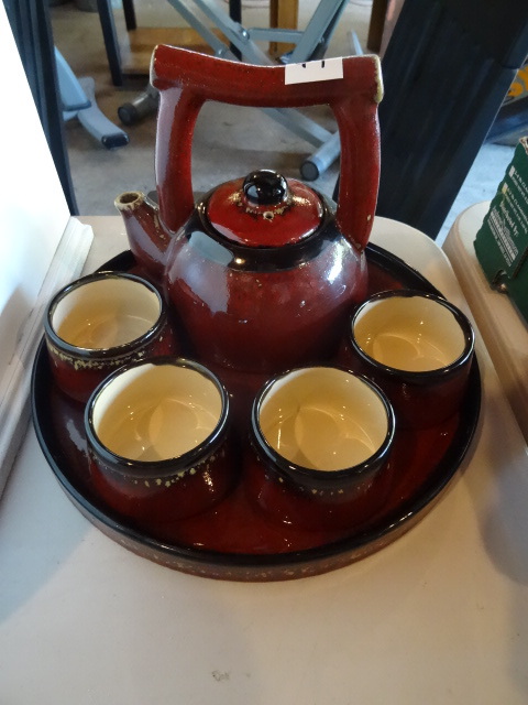 lot 44 image: 4 place tea serving set with tray. ...