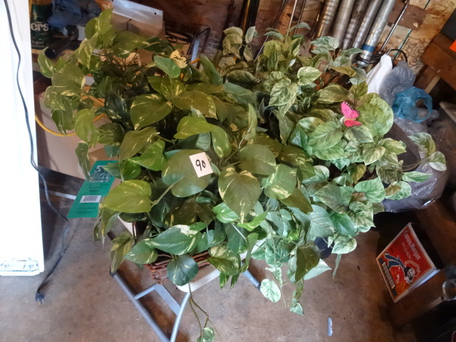 lot 90 image: 2 artificial plants in baskets...