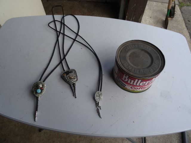lot 139 image: Bolo ties. Vintage butternut metal ...