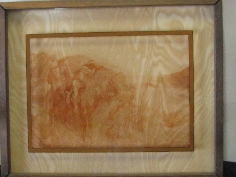 lot 45 image: Fredric Remington Etching on Glass