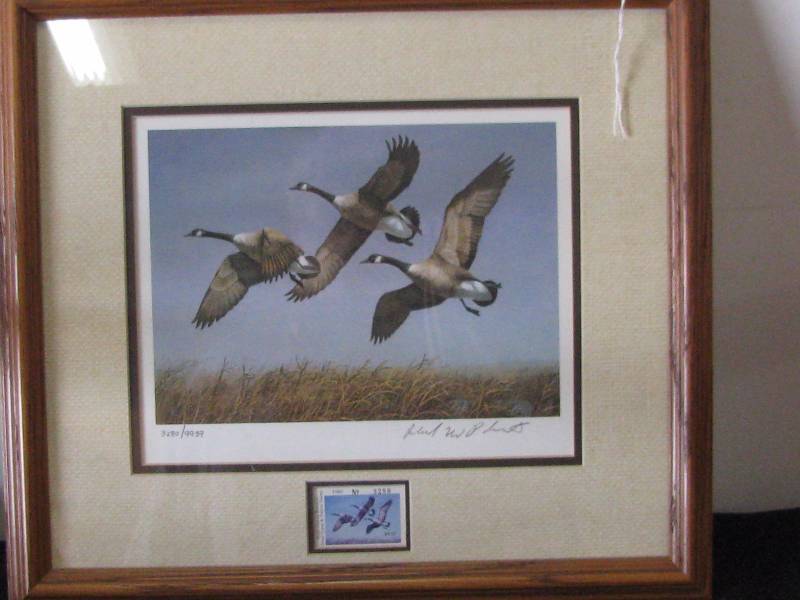 lot 52 image: 1982 North Dakota Stamp of Year Print by Robert Plasschaert
