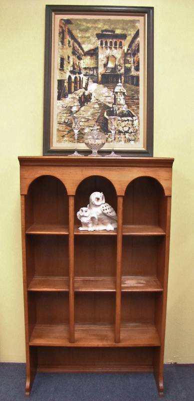 Curio shelf, crystal and artwork