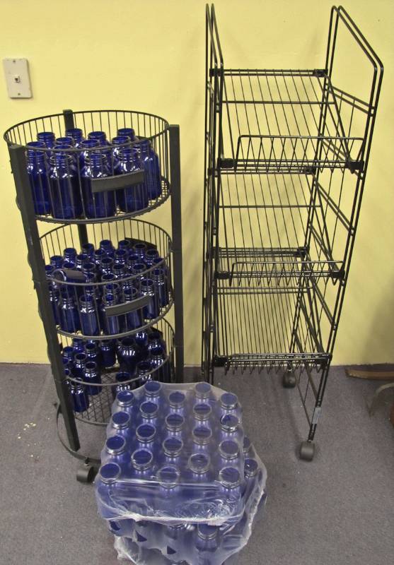metal sales racks and cobalt jars
