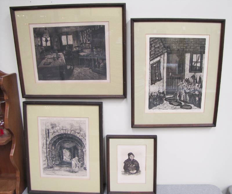 vintage prints charcoal etchings