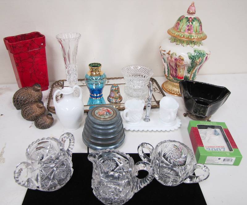 crystal and other serving items