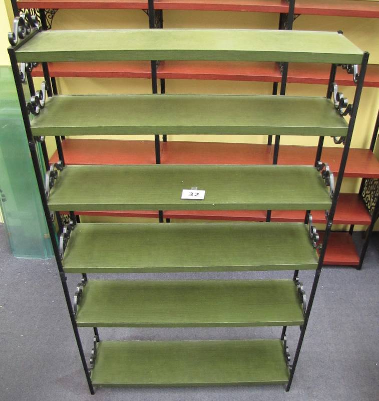green metal shelving vintage