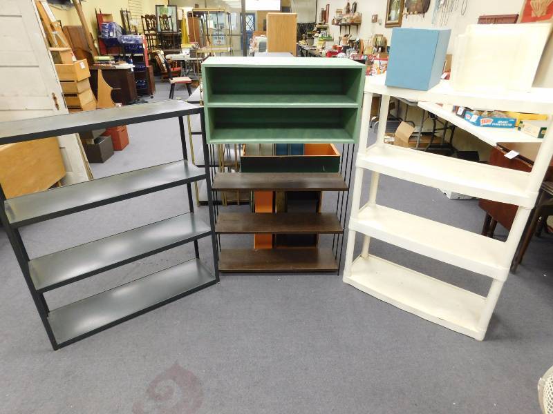 metal, wood, plastic shelving
