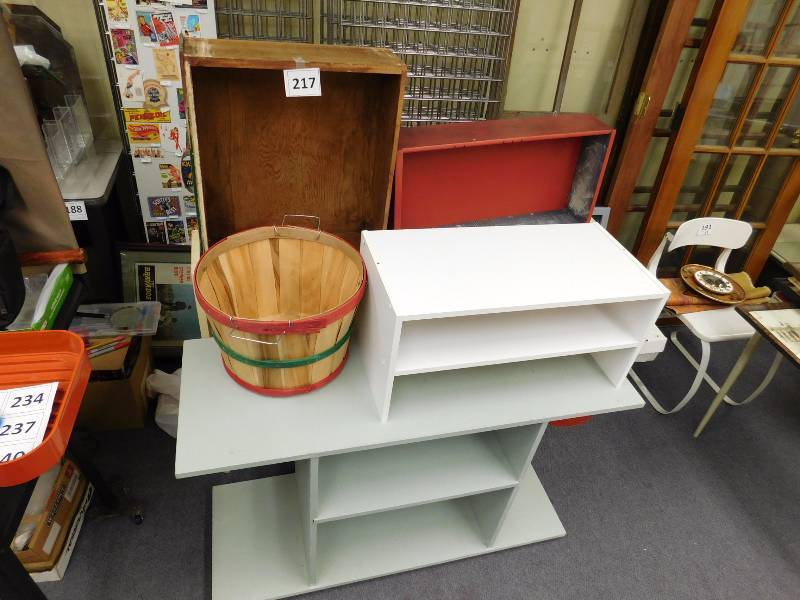 shelving storage items wood