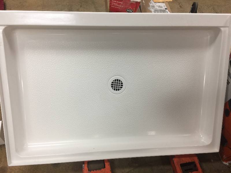 lot 19 image: Swan 32 in. x 48 in. Fiberglass Single Threshold Shower Floor in White Model # FF03248MD.010 open box never used