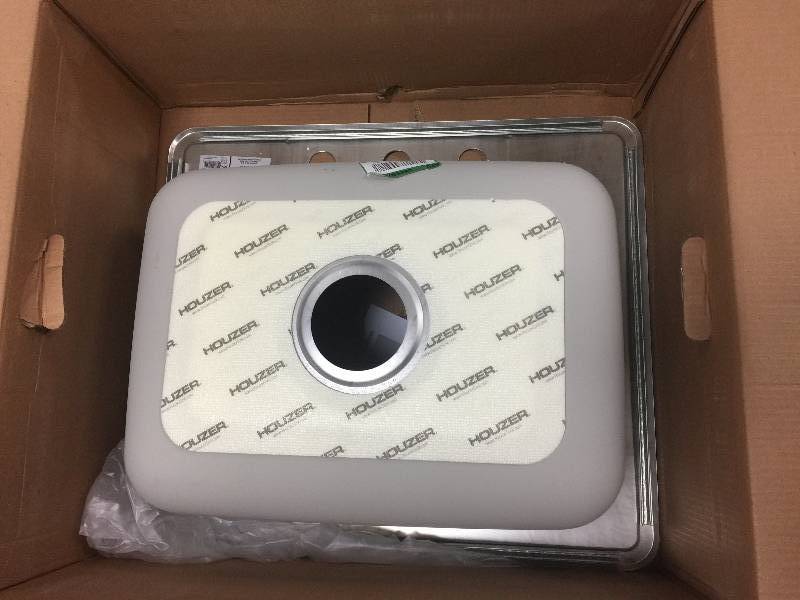 lot 6 image: HOUZER Glowtone Series Drop-In Stainless Steel 25 in. 3-Hole Single Basin Kitchen Sink Model # 2522-9BS3-1  open box never used