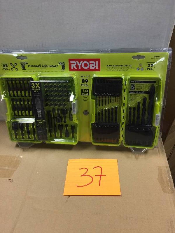 lot 37 image: Ryobi Impact Driving Kit (68-Piece) with Free Black Oxide Drilling Set (21-Piece New