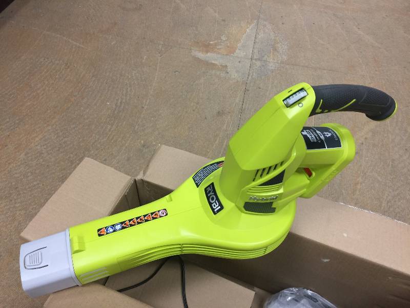 lot 54 image: Ryobi ONE 150 MPH 200 CFM 18-Volt Lithium-Ion Hybrid Cordless or Corded Leaf BlowerSweeper in like New working conditions