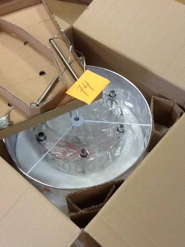 lot 74 image: World Imports Venn 6-Light Brushed Nickel Chandelier open box never used Model # WI907737