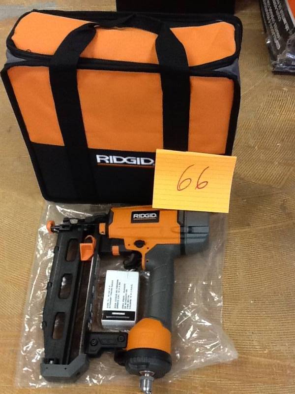 lot 66 image: RIDGID 16-Gauge 2-12 in. Straight Nailer Model#  R250SFE  open box never used
