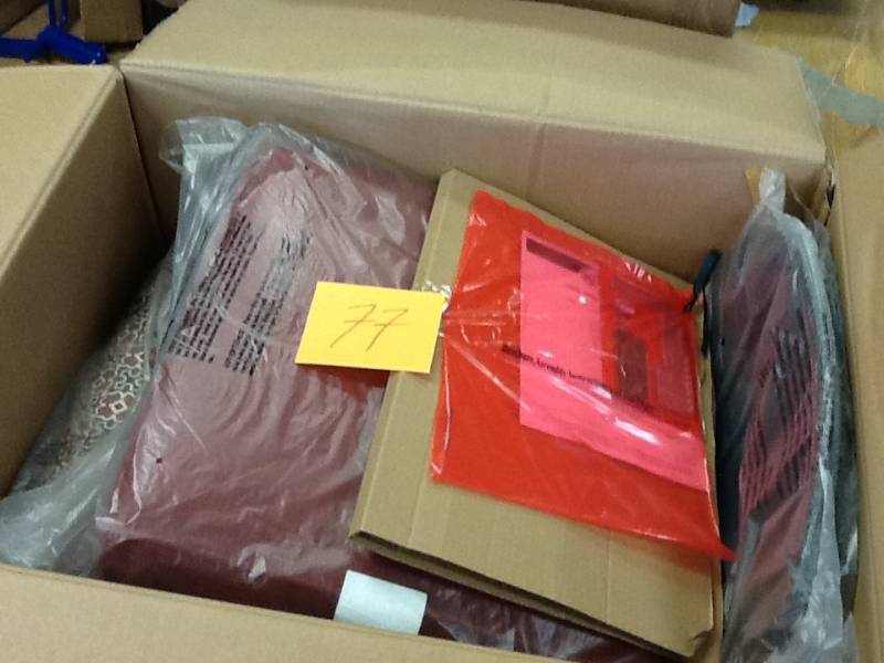 lot 77 image: Fall River Motion Patio Dining Chair with Dragon Fruit Cushion (2-Pack) open box never used