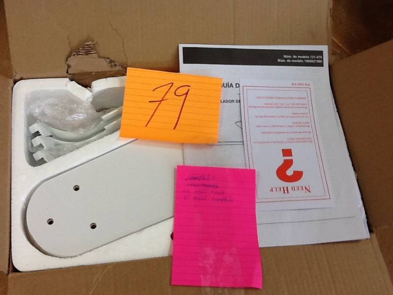 lot 79 image: Middleton 42 in. Indoor White Ceiling Fan Model#  UE42VWH-SHB  open box never used