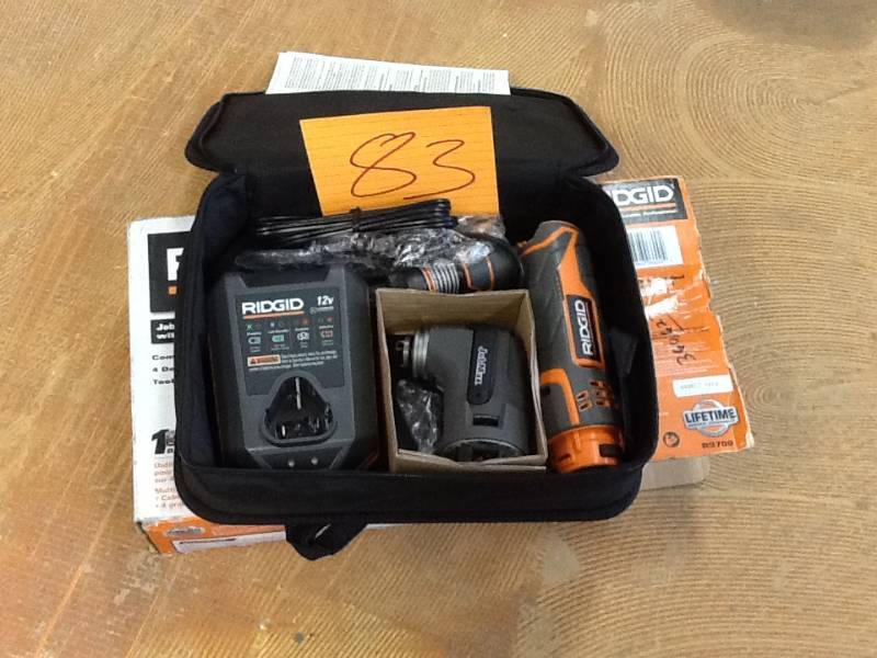 lot 83 image: RIDGID JobMax 12-Volt Multi-Tool with Tool Free Head open box never used