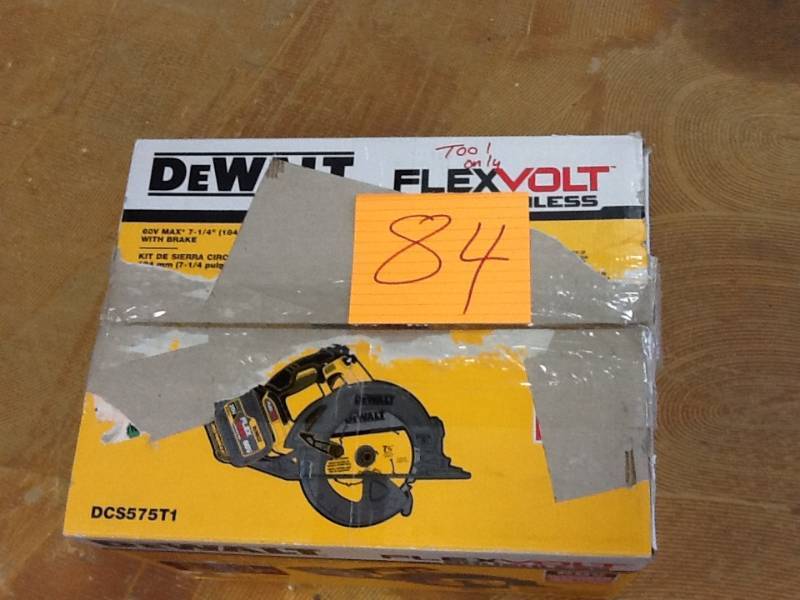 lot 84 image: DEWALT FLEXVOLT 60-Volt Lithium-Ion Cordless Brushless 7-14 in. Circular Saw in like New working conditions Tool Only