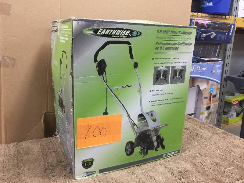 lot 100 image: Earthwise 11 in. 8.5 Amp Electric Tiller and Cultivator Model # TC70001 open box never