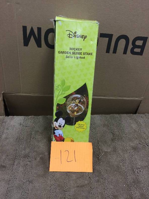 lot 121 image: Mickey Mouse Solar LED Light Garden Globe Stake